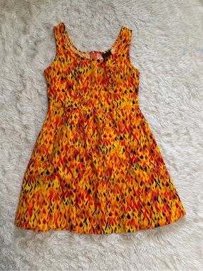 Folter Flame Print Fit & Flare Dress - Size Small